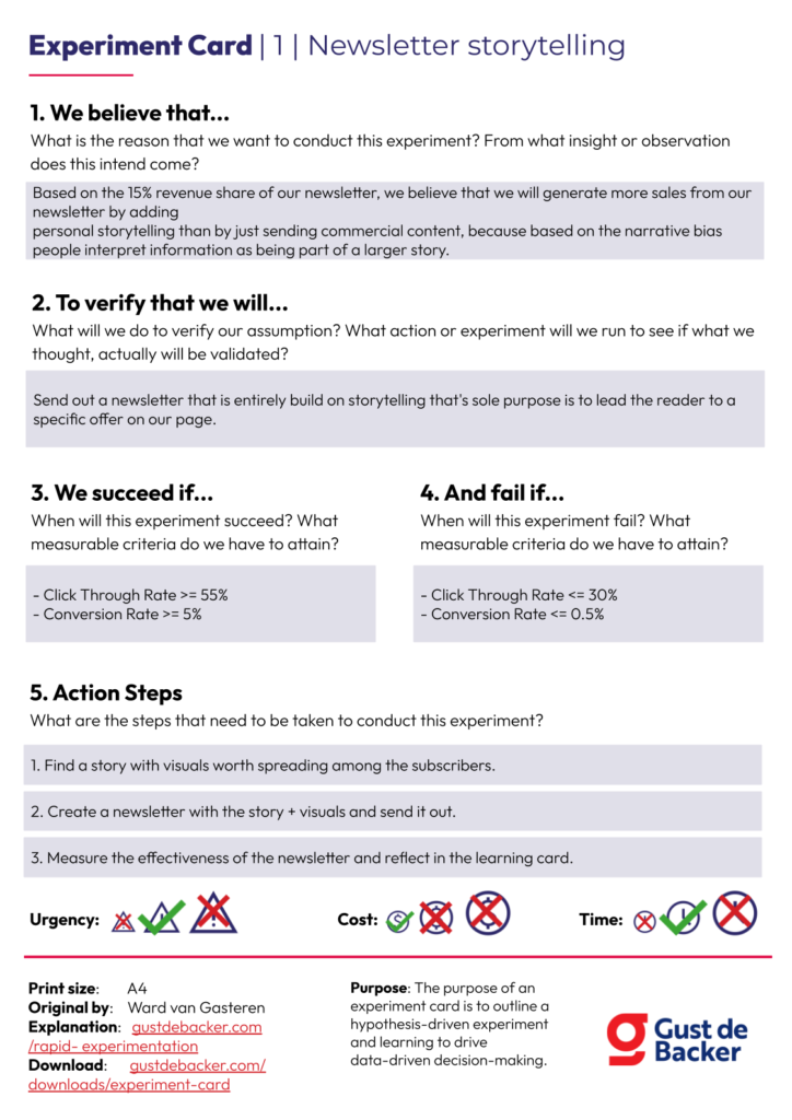 Experiment Card Example
